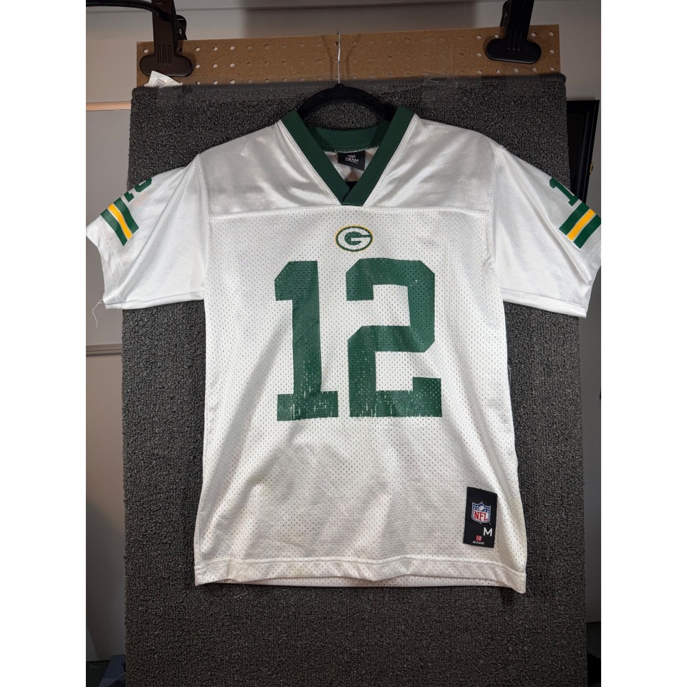 NFL Team Apparel Football Jersey Youth Medium White Aaron Rodgers 12 Packers